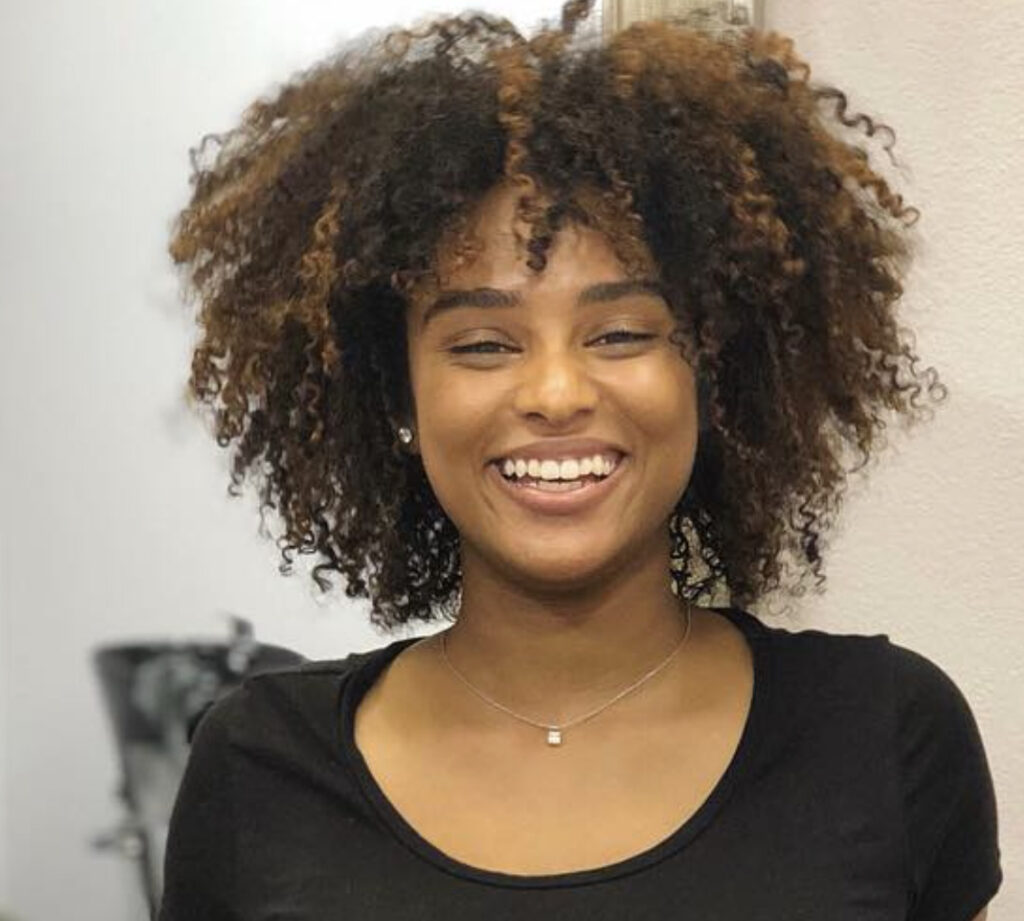 Curly hair client styled at Spring Factor Studio